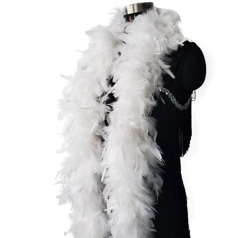 HAPPY FEATHER 2 Yards 80g Turkey Chandelle Feather Boa for DIY Craft,Party Dancing Dress Up, Halloween Decoration-White - Image 4